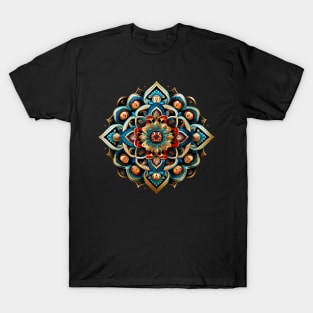 Mandala in Red, Gold and Blue T-Shirt